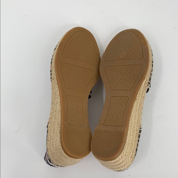 Tory Burch Catalina wedge espadrille shoe red white blue stripe canvas logo 7 - Picture 6 of 6